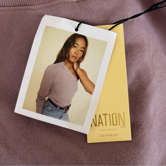 NWT NATION LTD Purple Alaia One Shoulder Sweatshirt in Hopeless Romantic - Picture 5 of 7